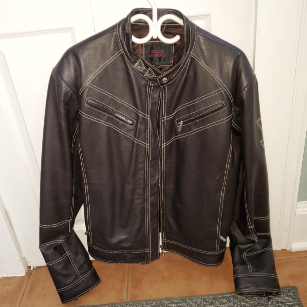 Lined leather jacket